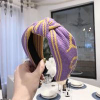 Korean New Knitted Wool Letters Stripes Knotted Wild Wide-edge Cheap Hair Hoop Women main image 5