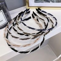 Korean New Simple Hair Accessories Pearl Winding Wave Thin Edge Cheap Headband Wholesale main image 4