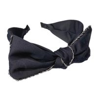 Korean Simple Solid Color Beaded Bow Wide Side Cheap Headband Women Wholesale main image 6