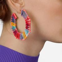 New Fashion Spray Rubber Paint Geometric C-shaped Octagonal Raffia Fashion Earrings Women main image 1