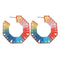 New Fashion Spray Rubber Paint Geometric C-shaped Octagonal Raffia Fashion Earrings Women main image 5