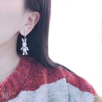 Boucles D'oreilles De Lapin Femelle Creative Doux Mignon Grandes Oreilles Gouttes Pour Les Oreilles En Argent Sterling Aiguille De Luxe Micro Incrusté Zircon Visage Rond Boucles D'oreilles main image 6