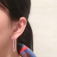 Rechteckige Geometrische Ohrringe Im Retro-hongkong-stil, Luxuriöse Mikro Eingelegte Farbige Metalls Til, Einfache Atmos Phä Rische Übertriebene Ohrringe main image 4