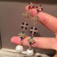 Long Flower Earrings  Long Tassel Sweet S925 Silver Needle Elegant Pearl Earrings main image 4