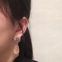 Red Water Drop Earrings Luxury Elegant S925 Silver Pin Colored Camellia Champagne Large Earrings main image 6