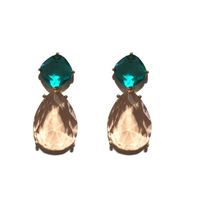 Green Water Drop Earrings Female S925 Silver Pin Champagne Vintage Earrings main image 4