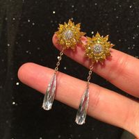 Small Flower Earrings Female Elegant Luxury Micro Inlaid Zircon Long Fringed Water Drop Earrings main image 4