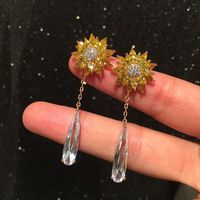 Small Flower Earrings Female Elegant Luxury Micro Inlaid Zircon Long Fringed Water Drop Earrings main image 6