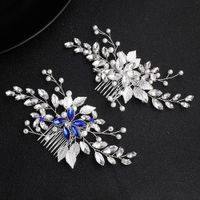 New Bridal Jewelry Simple Hair Comb Handmade Pearl Blue Diamond Inserted Comb Banquet Headwear Accessories main image 5