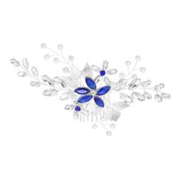 Nueva Joyería Nupcial Peine De Pelo Simple Perla Hecha A Mano Azul Diamante Insertado Peine Banquete Accesorios Para La Cabeza main image 6