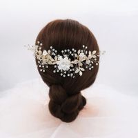 New Flowers Handmade Hair Comb Thin Alloy Hair Accessories Bride&#39;s Veil Tray Hair Insertion Comb main image 5