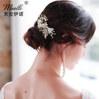 New Wedding Plate Hair Jewelry Handmade Pearl Rhinestone Hair Comb Bridal Hair Extension main image 5