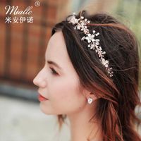 Simple Pearl Bridal Hair Band Rose Gold Jelly Rhinestone Alloy Headband Wedding Headwear Accessories main image 3