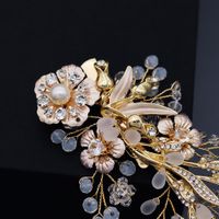 Frosted Crystal Pearl Edge Clip Vintage Court Wind Golden Flower Hair Clip Bride Hairpin Wholesale main image 4