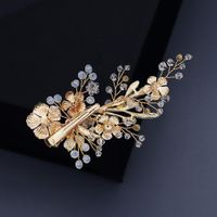 Frosted Crystal Pearl Edge Clip Vintage Court Wind Golden Flower Hair Clip Bride Hairpin Wholesale main image 6