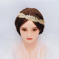 Round Hair Band Baroque Vintage Golden Olive Branch Crown Bridal Sen Wedding Head Ornament main image 5
