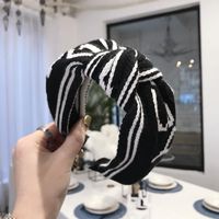 Korean New Knitted Wool Letters Stripes Knotted Wild Wide-edge Cheap Hair Hoop Women sku image 2