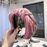 Korean New Knitted Wool Letters Stripes Knotted Wild Wide-edge Cheap Hair Hoop Women sku image 3
