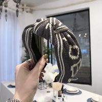 Korean New Knitted Wool Letters Stripes Knotted Wild Wide-edge Cheap Hair Hoop Women sku image 4