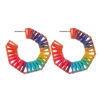 New Fashion Spray Rubber Paint Geometric C-shaped Octagonal Raffia Fashion Earrings Women sku image 3