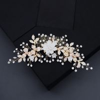 New Flowers Handmade Hair Comb Thin Alloy Hair Accessories Bride&#39;s Veil Tray Hair Insertion Comb sku image 2