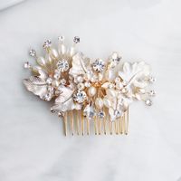 New Wedding Plate Hair Jewelry Handmade Pearl Rhinestone Hair Comb Bridal Hair Extension sku image 1