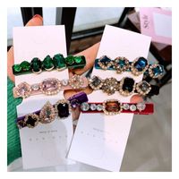 Korean Simple Retro Rhinestone Court Style Velvet Side Clip Duckbill Clip Hairpin main image 4