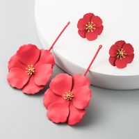 Korean Fashion Sweet Exaggerated Inlay Earrings Boho Alloy Flower Long Earrings main image 4
