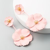 Korean Fashion Sweet Exaggerated Inlay Earrings Boho Alloy Flower Long Earrings main image 5