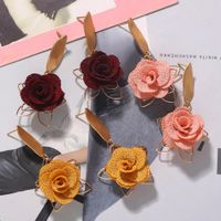 Exquisite Hollow Fabric Flower Earrings Female Korean Fashion New Alloy Pentagram Earrings Female main image 4