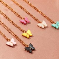 Fashion Women&#39;s Necklace Wholesale Colorful Acrylic Butterfly Necklace Sweet Clavicle Chain Necklace main image 1