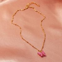 Fashion Women&#39;s Necklace Wholesale Colorful Acrylic Butterfly Necklace Sweet Clavicle Chain Necklace main image 5