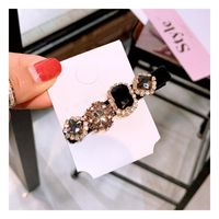 Korean Simple Retro Rhinestone Court Style Velvet Side Clip Duckbill Clip Hairpin sku image 4