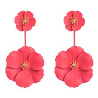 Korean Fashion Sweet Exaggerated Inlay Earrings Boho Alloy Flower Long Earrings sku image 2