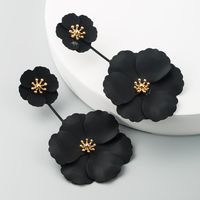 Korean Fashion Sweet Exaggerated Inlay Earrings Boho Alloy Flower Long Earrings sku image 3