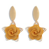 Exquisite Hollow Fabric Flower Earrings Female Korean Fashion New Alloy Pentagram Earrings Female sku image 2