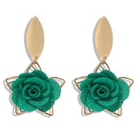 Exquisite Hollow Fabric Flower Earrings Female Korean Fashion New Alloy Pentagram Earrings Female sku image 3