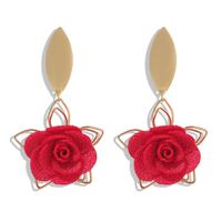 Exquisite Hollow Fabric Flower Earrings Female Korean Fashion New Alloy Pentagram Earrings Female sku image 8