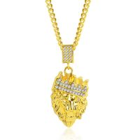 New Necklace Wholesale Fashion Hiphop Big Gold Full Diamond Necklace sku image 8