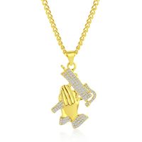 New Necklace Wholesale Fashion Hiphop Big Gold Full Diamond Necklace sku image 5