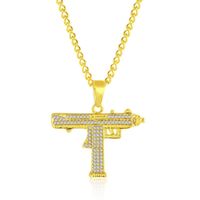 New Necklace Wholesale Fashion Hiphop Big Gold Full Diamond Necklace sku image 3