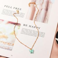 Fashion Women&#39;s Necklace Wholesale Colorful Acrylic Butterfly Necklace Sweet Clavicle Chain Necklace sku image 2