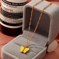 Fashion Women&#39;s Necklace Wholesale Colorful Acrylic Butterfly Necklace Sweet Clavicle Chain Necklace sku image 3