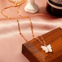 Fashion Women&#39;s Necklace Wholesale Colorful Acrylic Butterfly Necklace Sweet Clavicle Chain Necklace sku image 5