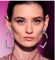 Fashion Jewelry Fashion Metal Bright Diamond Love Heart Exaggerated Earrings Wholesale main image 1