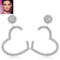 Fashion Jewelry Fashion Metal Bright Diamond Love Heart Exaggerated Earrings Wholesale main image 5