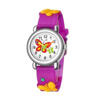 Neue Kinder Uhr Niedliche Schmetterlings Muster Quarzuhr 3d Farbe Schmetterling Plastik Band Studenten Uhr main image 1