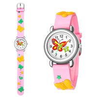 Neue Kinder Uhr Niedliche Schmetterlings Muster Quarzuhr 3d Farbe Schmetterling Plastik Band Studenten Uhr main image 6