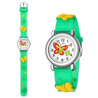 Neue Kinder Uhr Niedliche Schmetterlings Muster Quarzuhr 3d Farbe Schmetterling Plastik Band Studenten Uhr main image 3