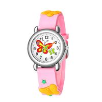 Neue Kinder Uhr Niedliche Schmetterlings Muster Quarzuhr 3d Farbe Schmetterling Plastik Band Studenten Uhr sku image 3